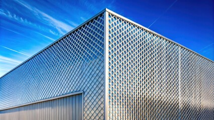 Poster - A Modern Building with a Geometric Facade of Interlocking Metal Panels
