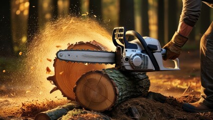 chainsaw in the forest