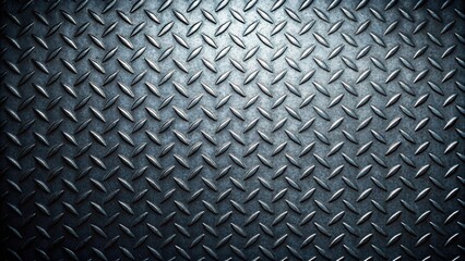Poster - A textured metal sheet with a diamond pattern, featuring a subtle light source creating a captivating interplay of shadows and highlights.