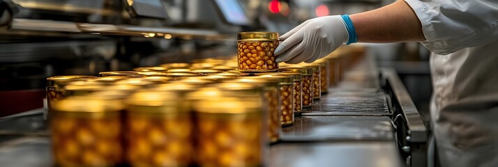 Poster - Meticulous control inspections and processes at a canned goods manufacturing facility to ensure product safety and consistency for consumers.