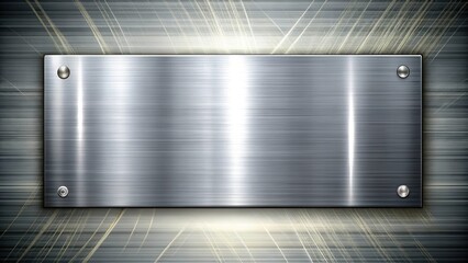 Leinwandbilder - Brushed Metal Plate with Polished Surface and Silver Rivets on a Background of Metallic Lines