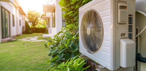 The installation of an air source heat pump in a residential building