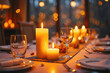 © Cozy Coffee Bar - Burning candles illuminating festive dinner table setting
