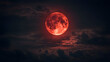 © Hasan Pixel - Red Moon Real / Full Blood Moon on Black Sky: A real image of a full blood moon against a dark, black sky, with selective focus highlighting the moon's details.