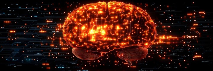 Leinwandbilder - Visionary Communication Industry Elevated by Brain-Computer Interface Technology,Depicting the Seamless of Advanced Digital Connectivity and Cognitive Interfaces for Enhanced Innovative Potential.