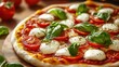 © Adil - Delicious margherita pizza topped with fresh basil, mozzarella, and tomatoes.