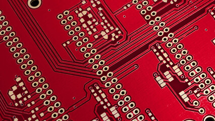 red printed circuit board. background or texture