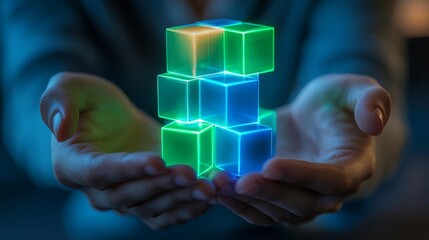 Business team building target Close-up of hands fitting glowing gears together, vibrant light representing teamwork, no visible face, photorealistic, high resolution