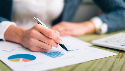 Business accounting concept, Business man using calculator with computer laptop, budget and loan paper in office.
