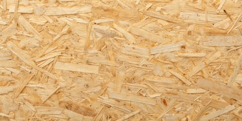 Aufkleber - Close-up of a textured, natural wood composite material, showing the compressed wood chips and fibers bound together with resin
