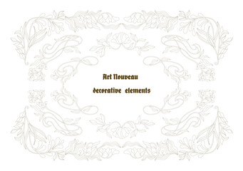 Wall Mural - Art Nouveau floral frames, corners, and borders. Vector.