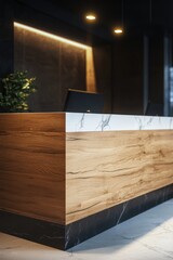 Poster - A modern office desk with a laptop placed on top