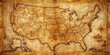 © InspireStock Gallery - An Aged and Worn Map of the United States, with Handwritten Labels and a Compass Rose for Orientation
