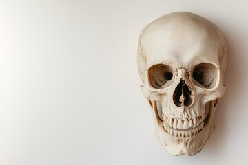 Human skull isolated on white with copy space