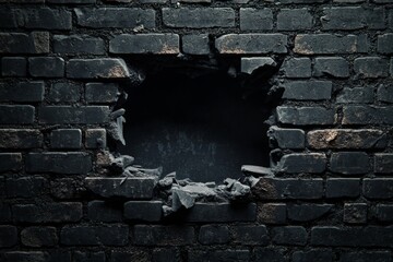 A brick wall with a hole in it