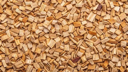Aufkleber - A close-up texture of natural wood chips, perfect for a rustic background or a visual representation of wood-based materials