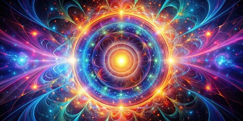 Wall Mural - A Cosmic Dance of Light and Color, Embracing a Radiant Center of Energy