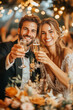 © Premium_art - A newly married couple raises a toast with champagne, celebrating their love.