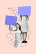 © deagreez - Creative poster collage of angry housewife discrimination protest fight equal rights feminine bizarre unusual fantasy billboard