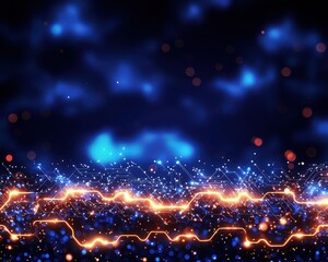Aufkleber - Abstract glowing waves on dark background