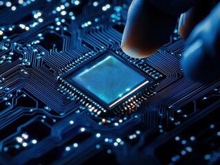 Poster - Close-up of electronic circuit board, focused.