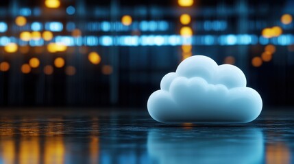 Fototapete - Cloud storage concept with blue lights.