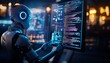 © apichat - Engineers programming robotic systems, dual screens displaying automated workflow design, AIdriven automation
