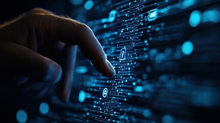 Aufkleber - Hand interacting with digital security icons