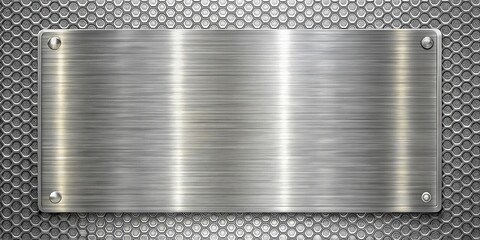 Leinwandbilder - Brushed Steel Plate with Hexagonal Perforated Background