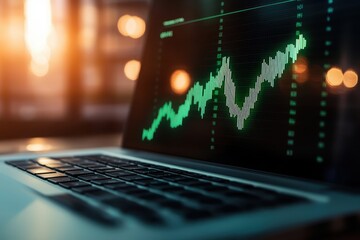 Poster - Laptop screen displaying growing financial chart