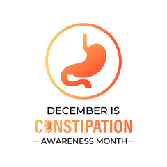 Constipation awareness month observed each year during December. Banner poster, flyer and background design template. Vector illustration.