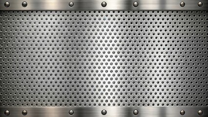 Leinwandbilder - Metallic Perforated Sheet with Brushed Texture and Rivets