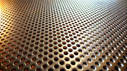 Poster - Abstract Metallic Surface with Circular Perforations, A Close-Up Perspective on Patterned Metal