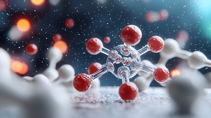 Fototapete - Striking 3D of a captivating molecular model with intricate molecular structures showcasing the beauty of chemical compositions through a vibrant