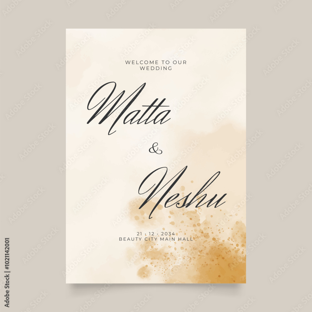 Wedding poster for welcome sign. Vector printable wedding props. Flyer design for welcome sign ready to print template.