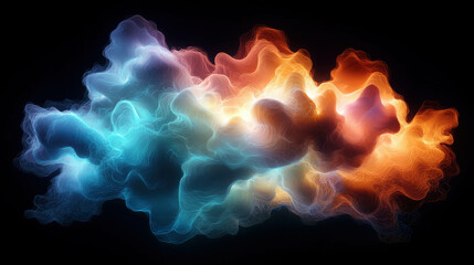 Wall Mural - glowing 3d cloud illustration with colorful swirls