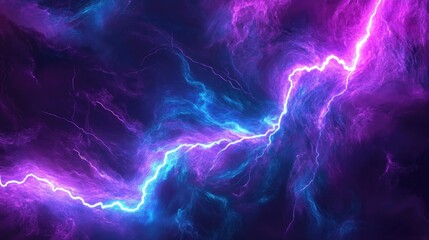 Wall Mural - a stunning display of purple and blue lightning bolts amidst a swirling cosmic backdrop.