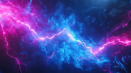 Wall Mural - a vibrant display of lightning in shades of blue and pink, showcasing electric energy in a dramatic 