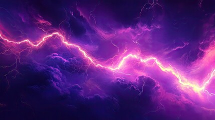 Wall Mural - a vibrant and dramatic display of purple lightning striking through a stormy sky filled with dark cl