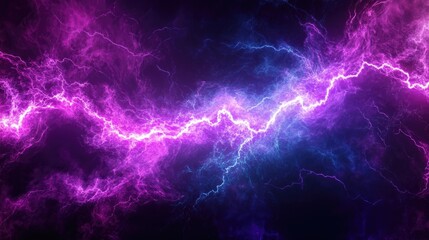 Wall Mural - a vibrant display of purple and blue lightning against a dark background, evoking a sense of energy 