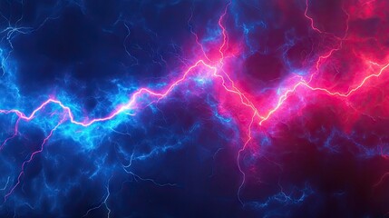 Wall Mural - abstract lightning bolts in blue and pink, creating a dramatic and energetic atmosphere.