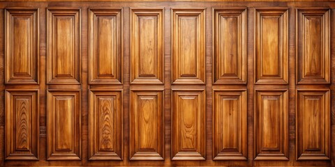 Poster - Intricate Paneling of Warm Brown Wood, Creating a Timeless and Elegant Texture