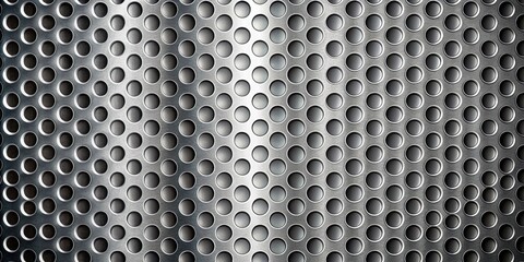 Leinwandbilder - A seamless repeating pattern of evenly spaced circular holes punched into a metallic surface with a subtle sheen
