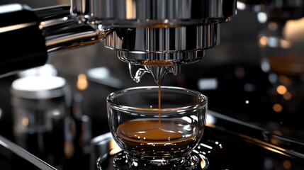 Canvas Print - A shot of espresso being poured into a cup, ready for a morning pick-me-up