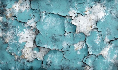Aufkleber - A textured, cracked turquoise surface displaying a mix of white patterns and aged appearance, evoking a rustic and weathered aesthetic.