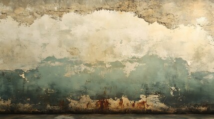 Aufkleber - A textured wall with peeling paint, featuring shades of blue and beige, creating an aged, weathered appearance.