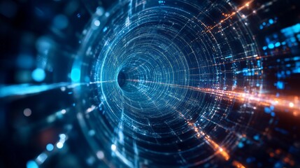 Wall Mural - abstract representation of data flow through a digital tunnel