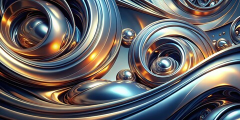 Aufkleber - Dynamic and futuristic liquid metal swirls abstract background for design projects