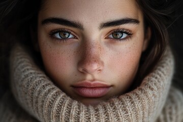 Wall Mural - A close-up shot of someone wearing a sweater, perfect for use in various contexts