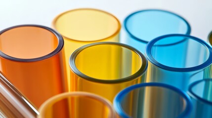 Wall Mural - colorful plastic tubes arranged in a row, demonstrating buoyancy and flexibility in a close-up view